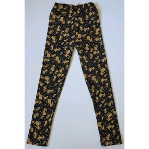 LuLaRoe Soft Fabric Leggings — Black, Beige, and Egyptian Cat Print Size L/XL